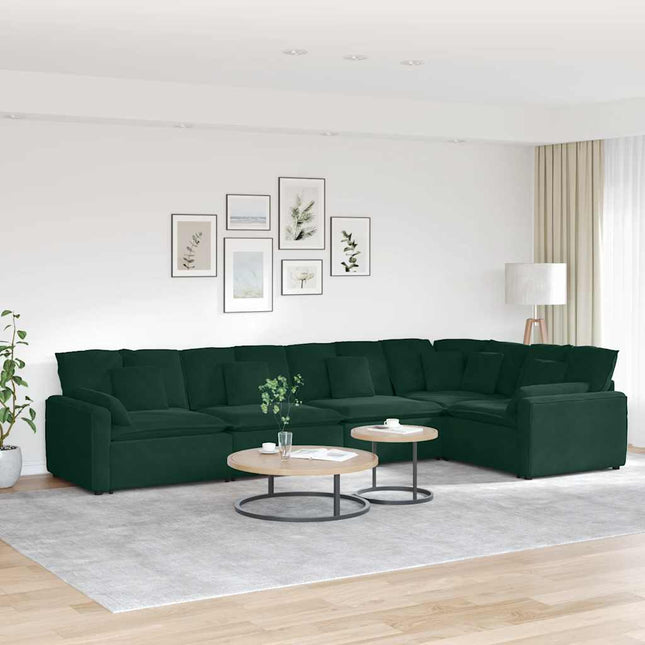 modulsofa med hynder fløjl mørkegrøn