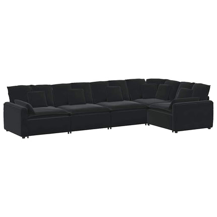 modulsofa med hynder fløjl sort