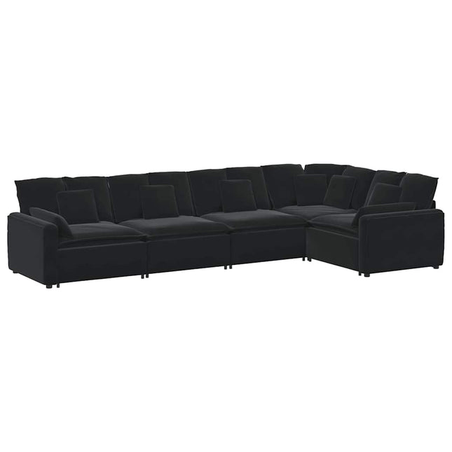 modulsofa med hynder fløjl sort