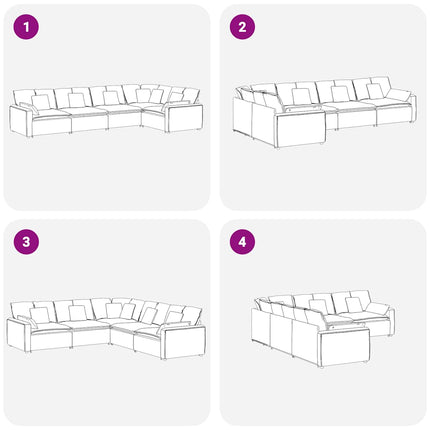 modulsofa med hynder fløjl sort