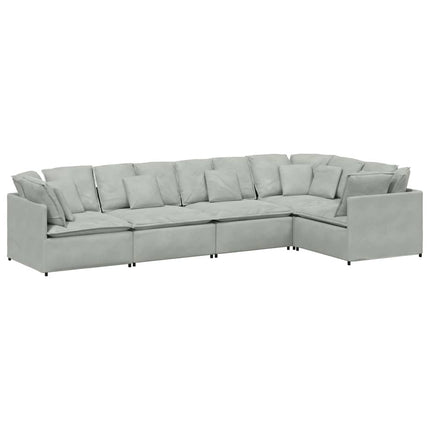 modulsofa med hynder fløjl lysegrå