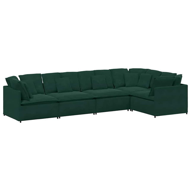 modulsofa med hynder fløjl mørkegrøn