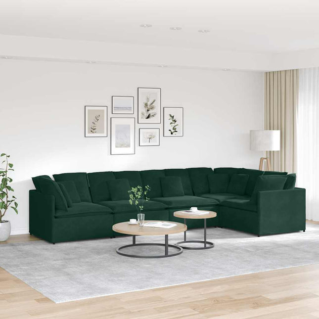 modulsofa med hynder fløjl mørkegrøn