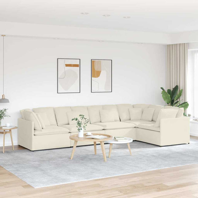 modulsofa med hynder fløjl cremefarvet