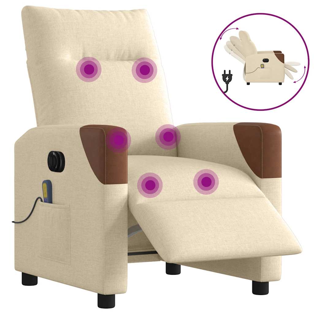 eldrevet massagestol stof cremefarvet billede