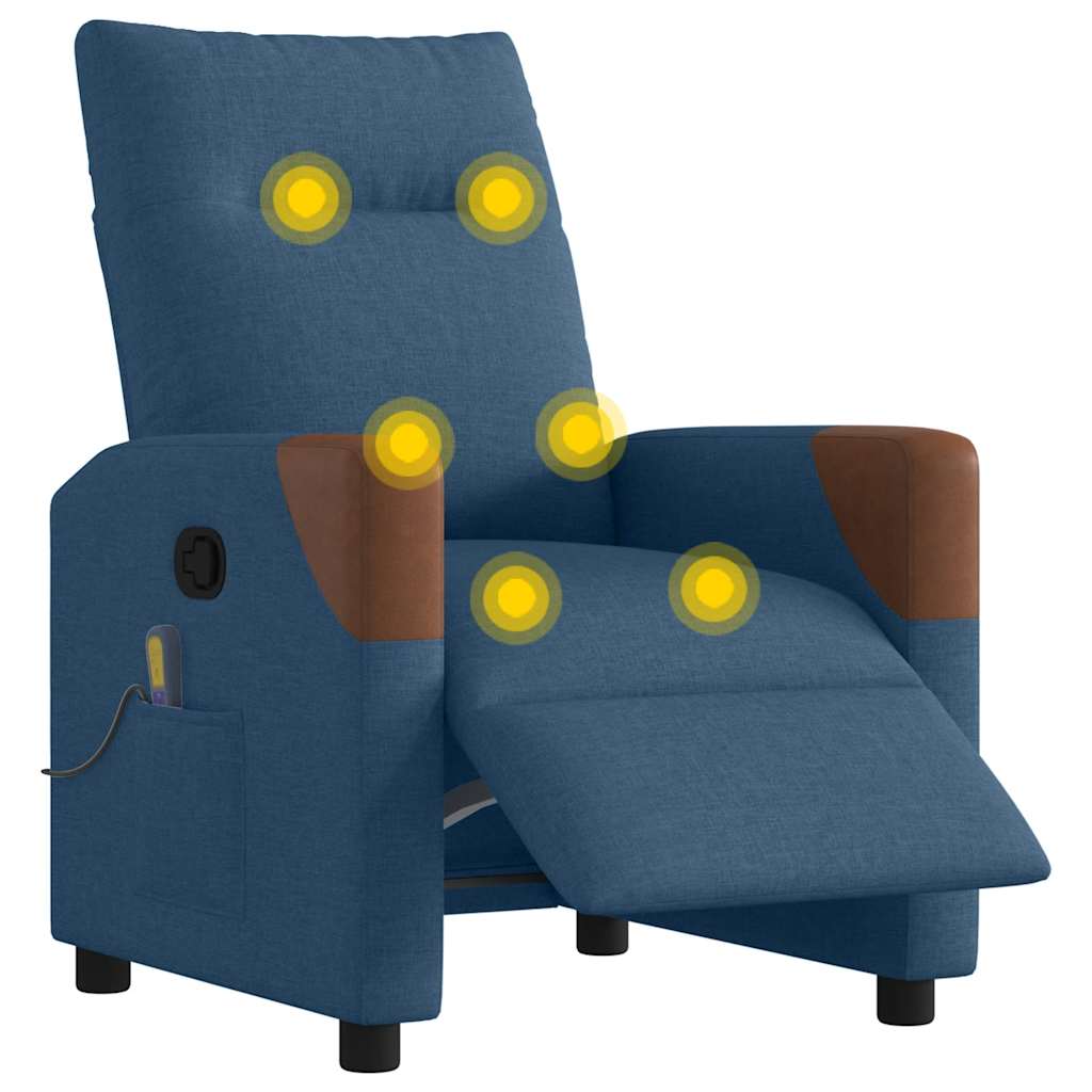 eldrevet lænestol stof blå