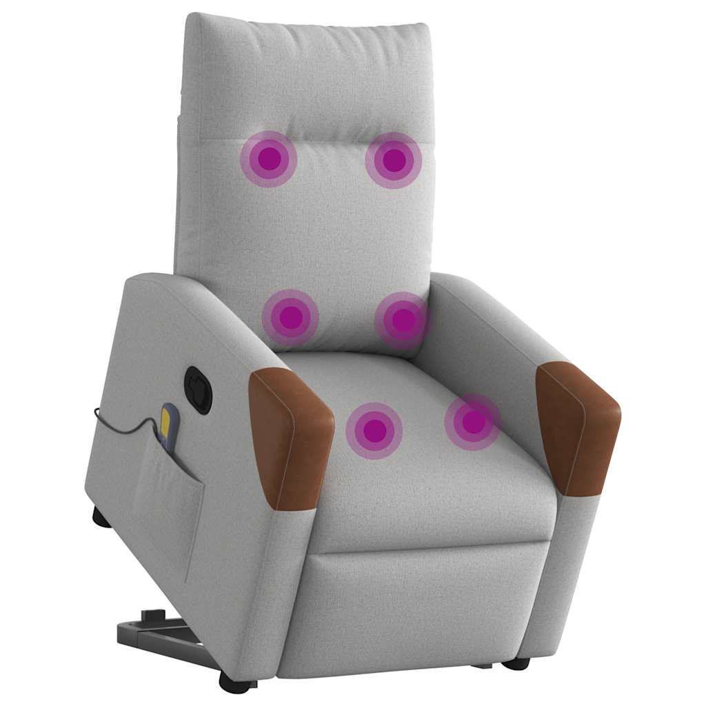 massagestol med løftefunktion stof skygrå