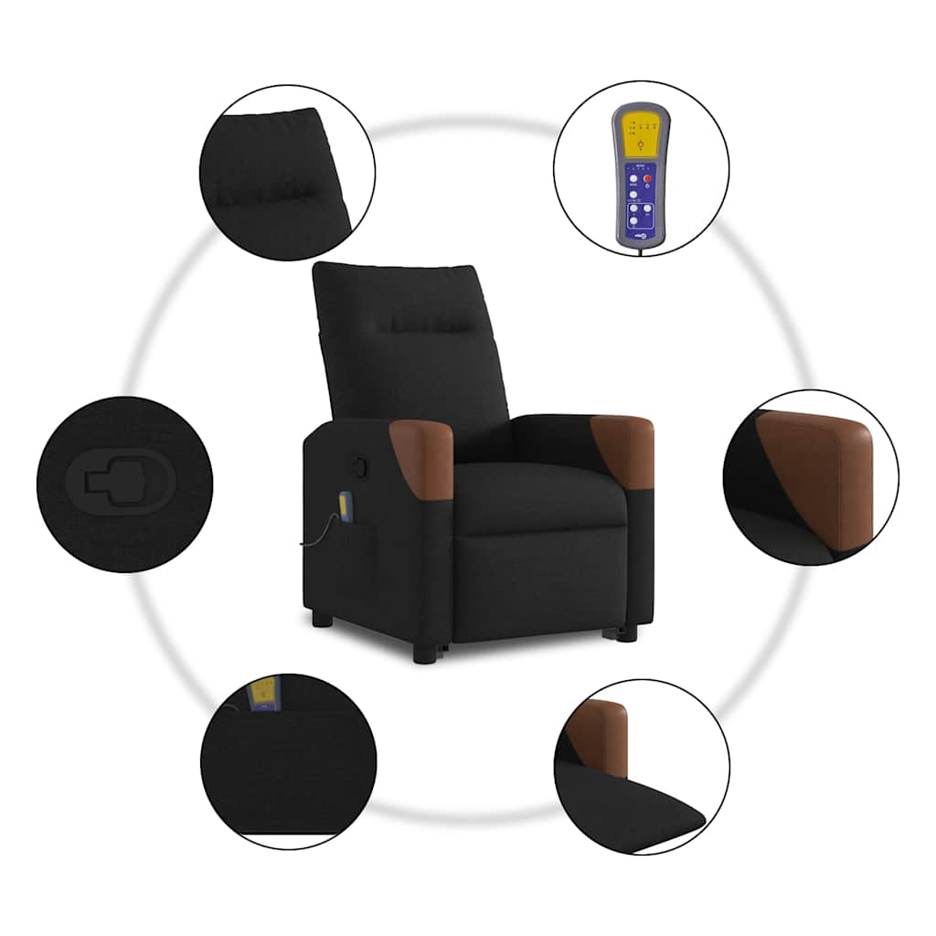 løftestol med massage stof sort