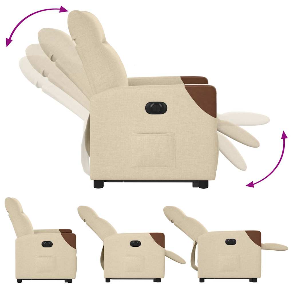 eldrevet lænestol med løftefunktion cremefarvet