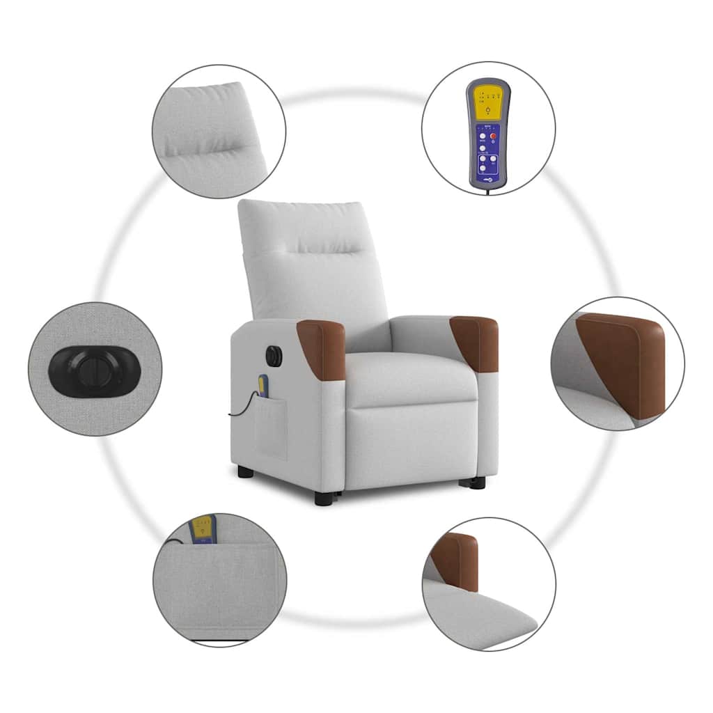 elektrisk massagestol med løftefunktion stof skygrå