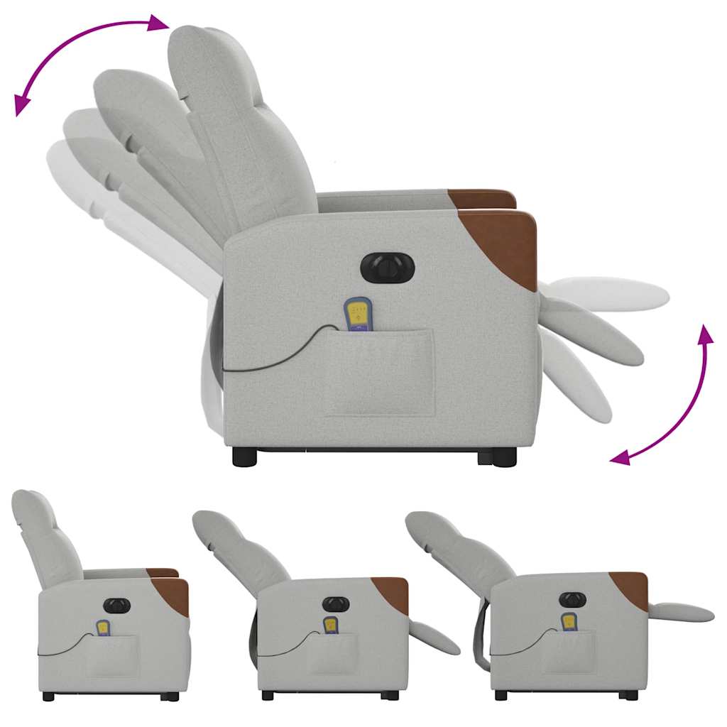 elektrisk massagestol med løftefunktion stof skygrå