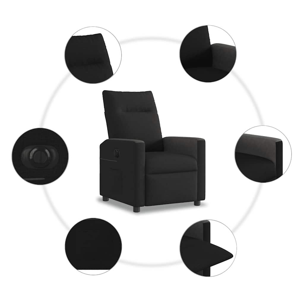 eldrevet lænestol stof sort