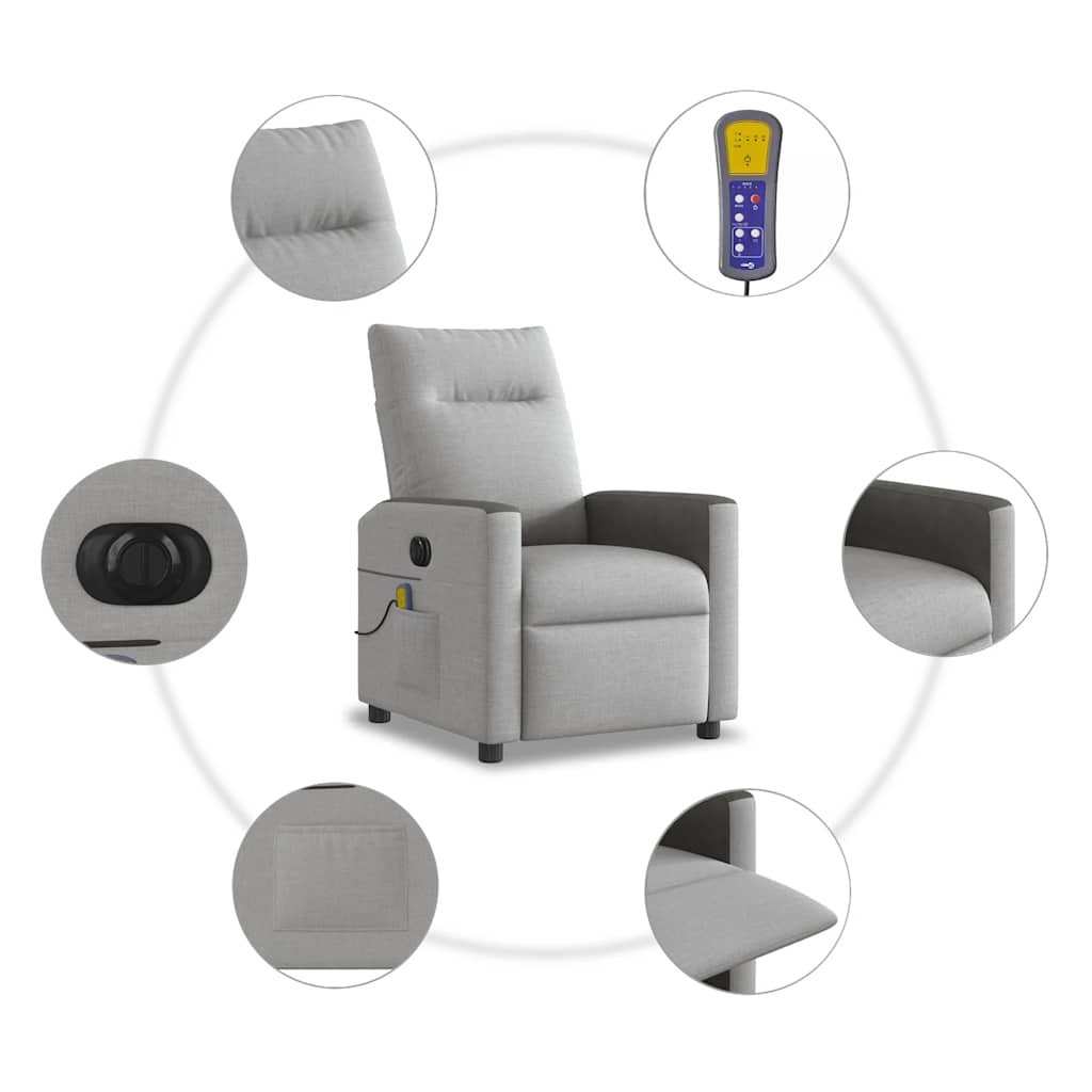 eldrevet massagestol stof skygrå