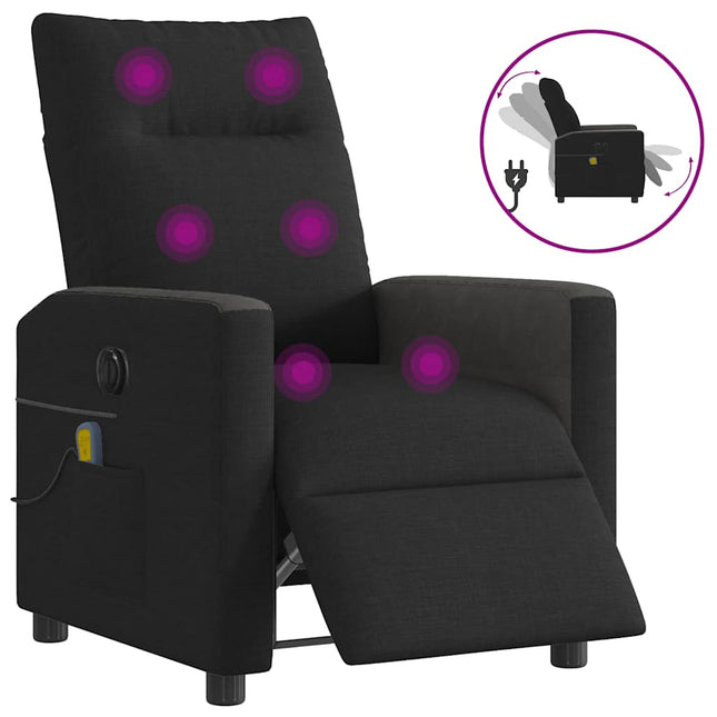 eldrevet massagestol stof sort