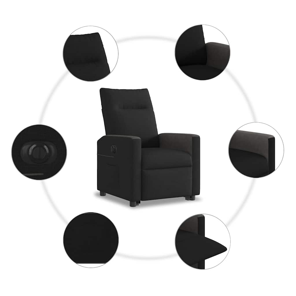 eldrevet lænestol med løftefunktion stof sort