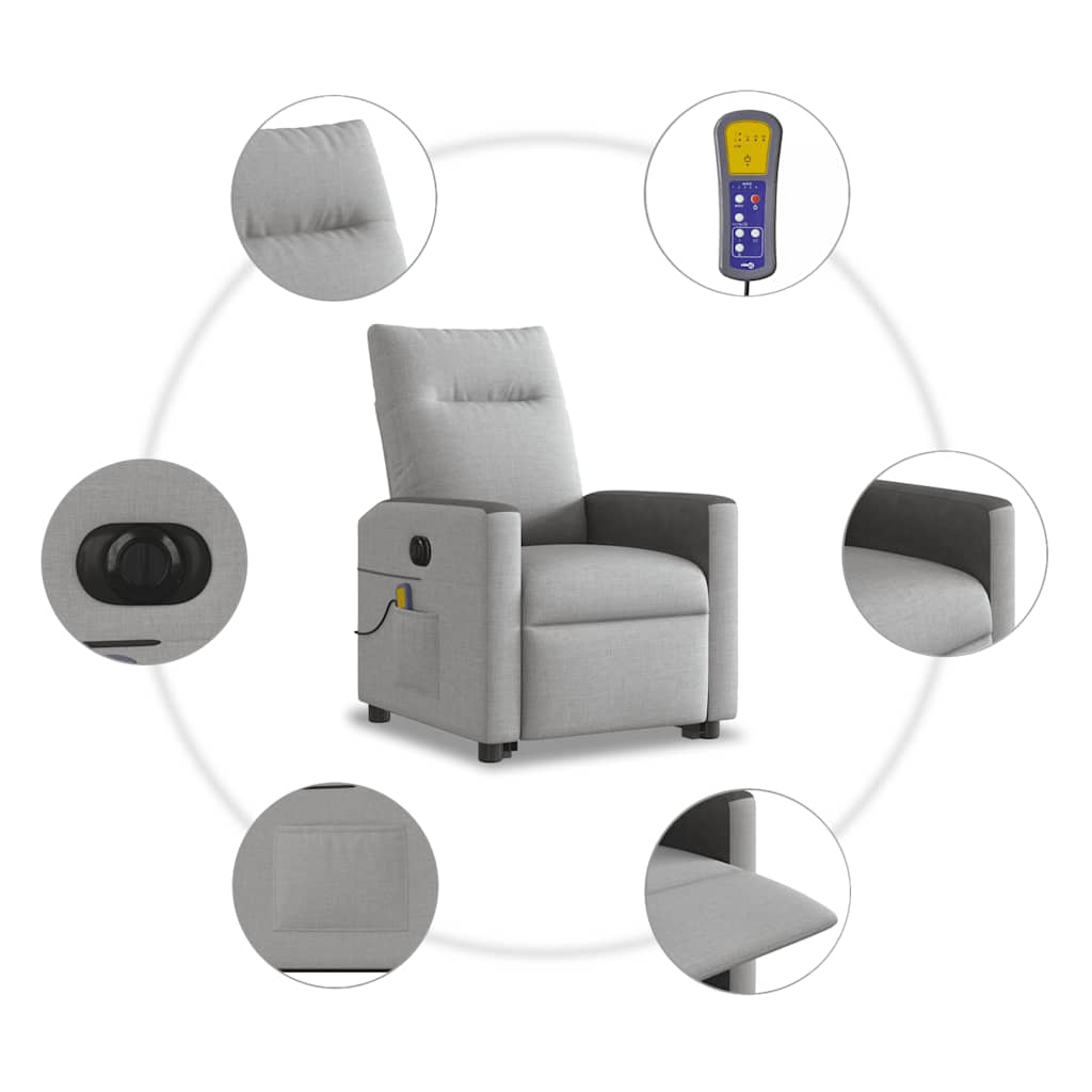 elektrisk massagestol med løftefunktion stof skygrå