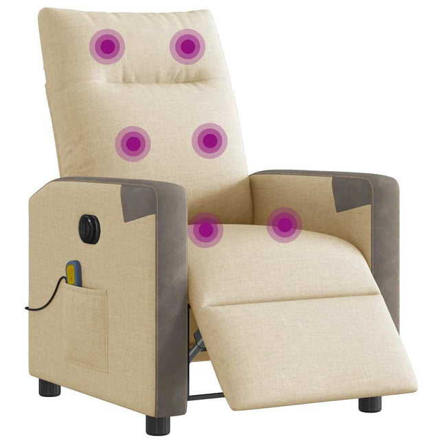 eldrevet massagestol stof cremefarvet