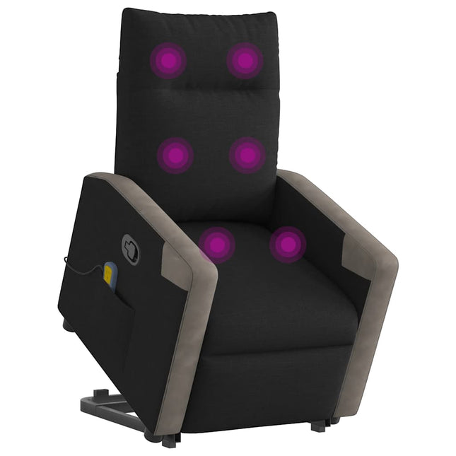 løftestol med massage stof sort