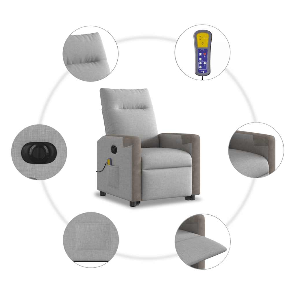 elektrisk massagestol med løftefunktion stof skygrå