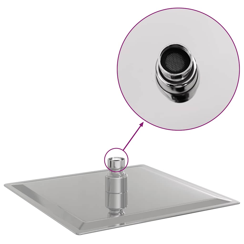 regnbrusehoved 20x20 cm firkantet rustfrit stål 304