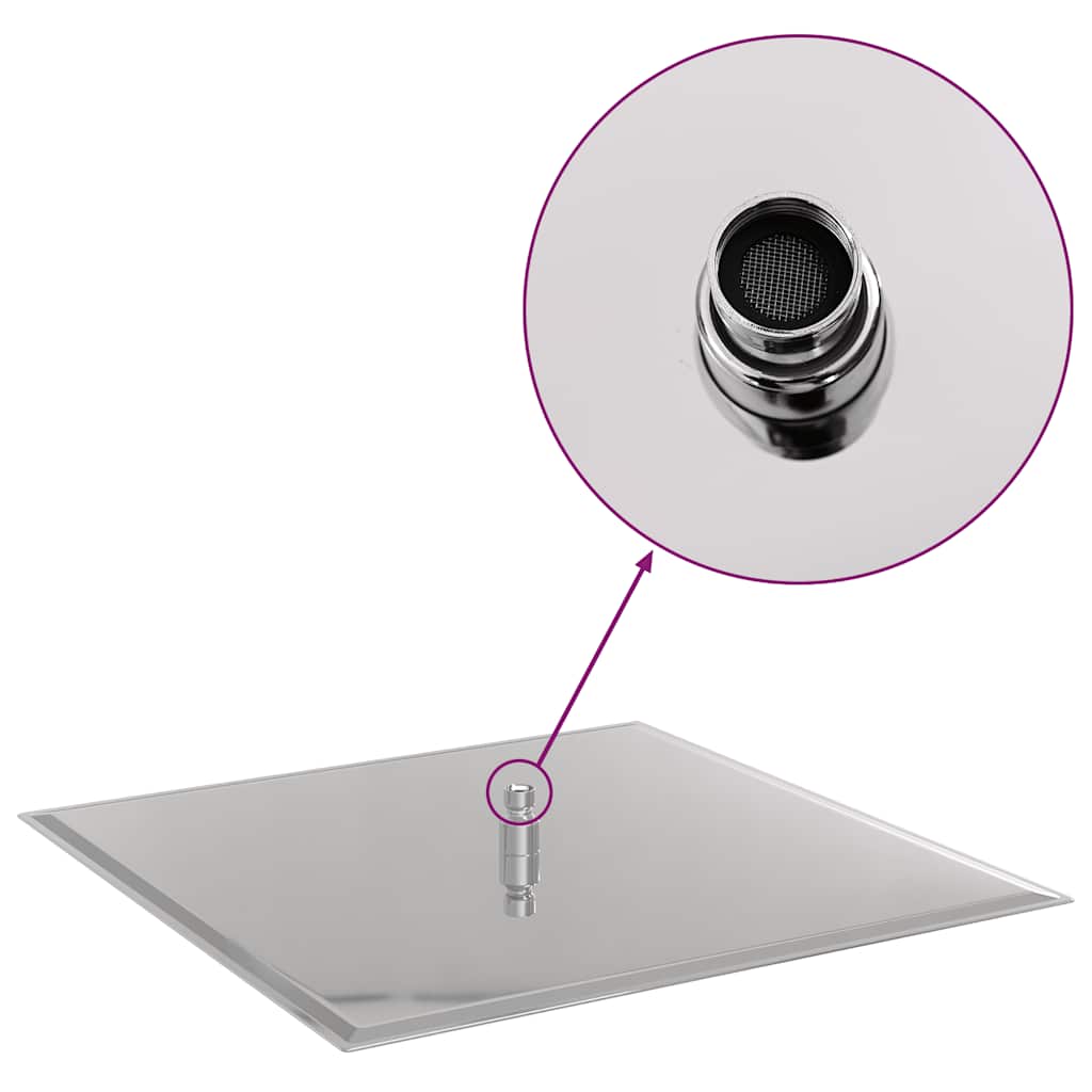 regnbrusehoved 50x50 cm firkantet rustfrit stål 304