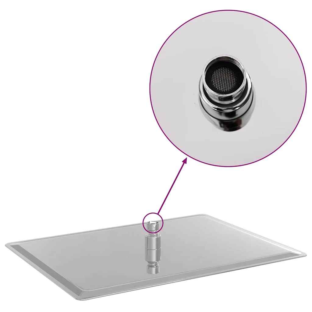 regnbrusehoved 40x30 cm rektangulær rustfrit stål 304