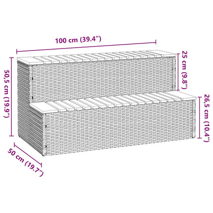 spakant 100x50x50,5 cm polyrattan og massivt akacietræ sort