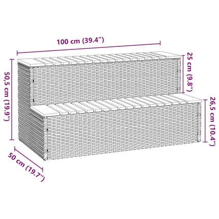 spakant 100x50x50,5 cm polyrattan og massivt akacietræ grå