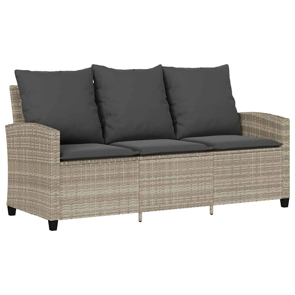 sofasæt til haven 6 dele med hynder polyrattan lysegrå