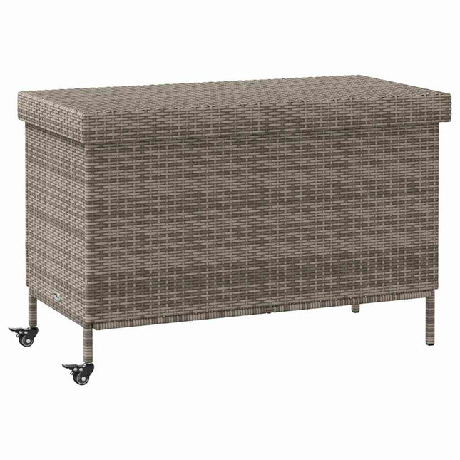 opbevaringsboks med hjul 110x55x73 cm polyrattan grå