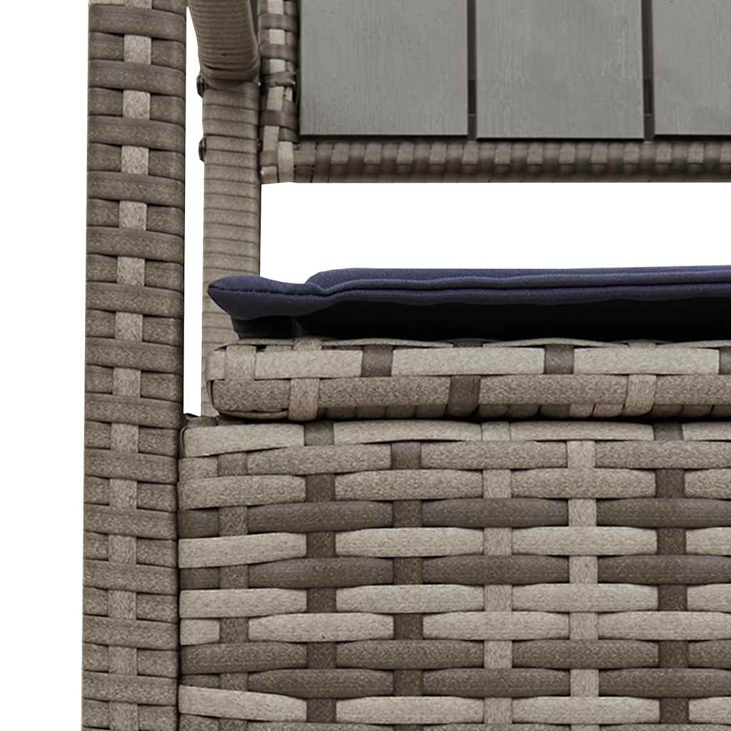 opbevaringsbænk til haven med hynde polyrattan grå