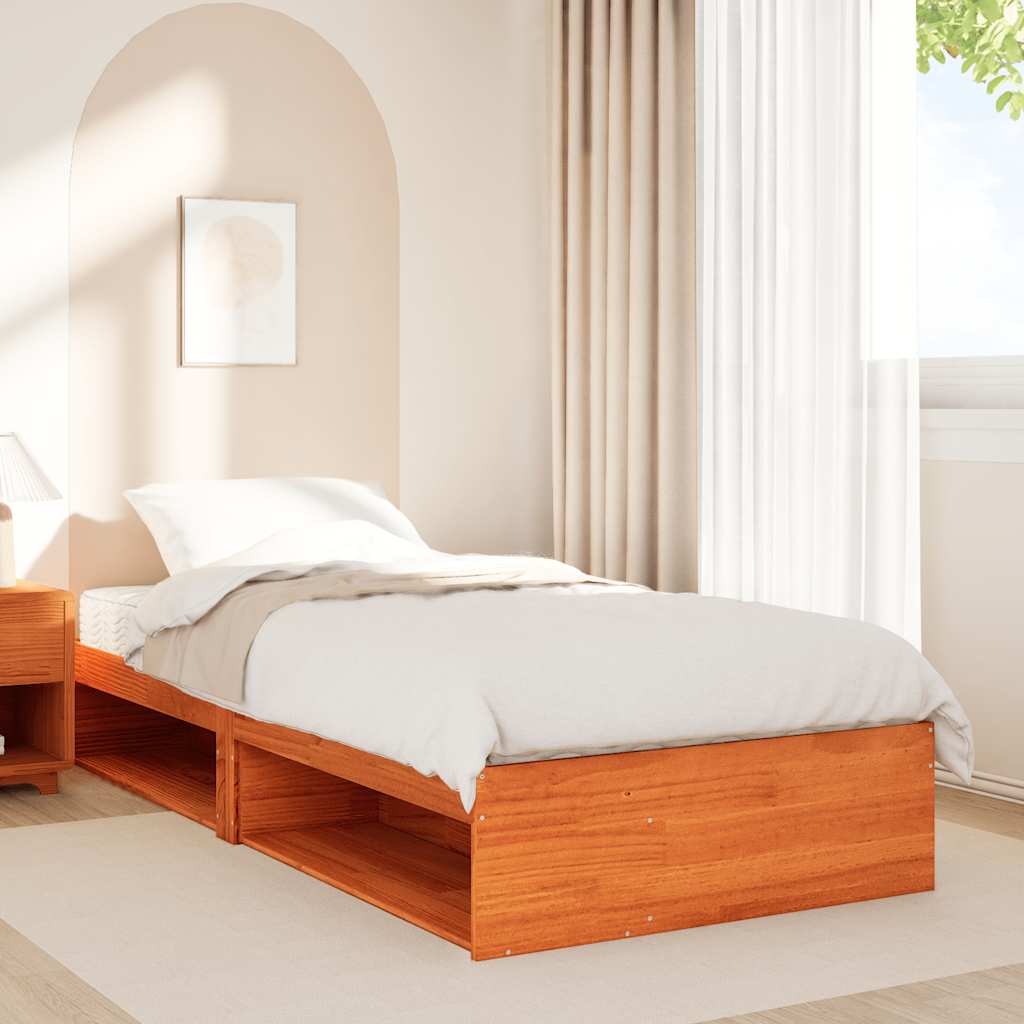 daybed med madras 100x200 cm massivt fyr gyldenbrun