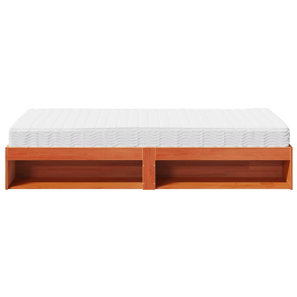 daybed med madras 100x200 cm massivt fyr gyldenbrun