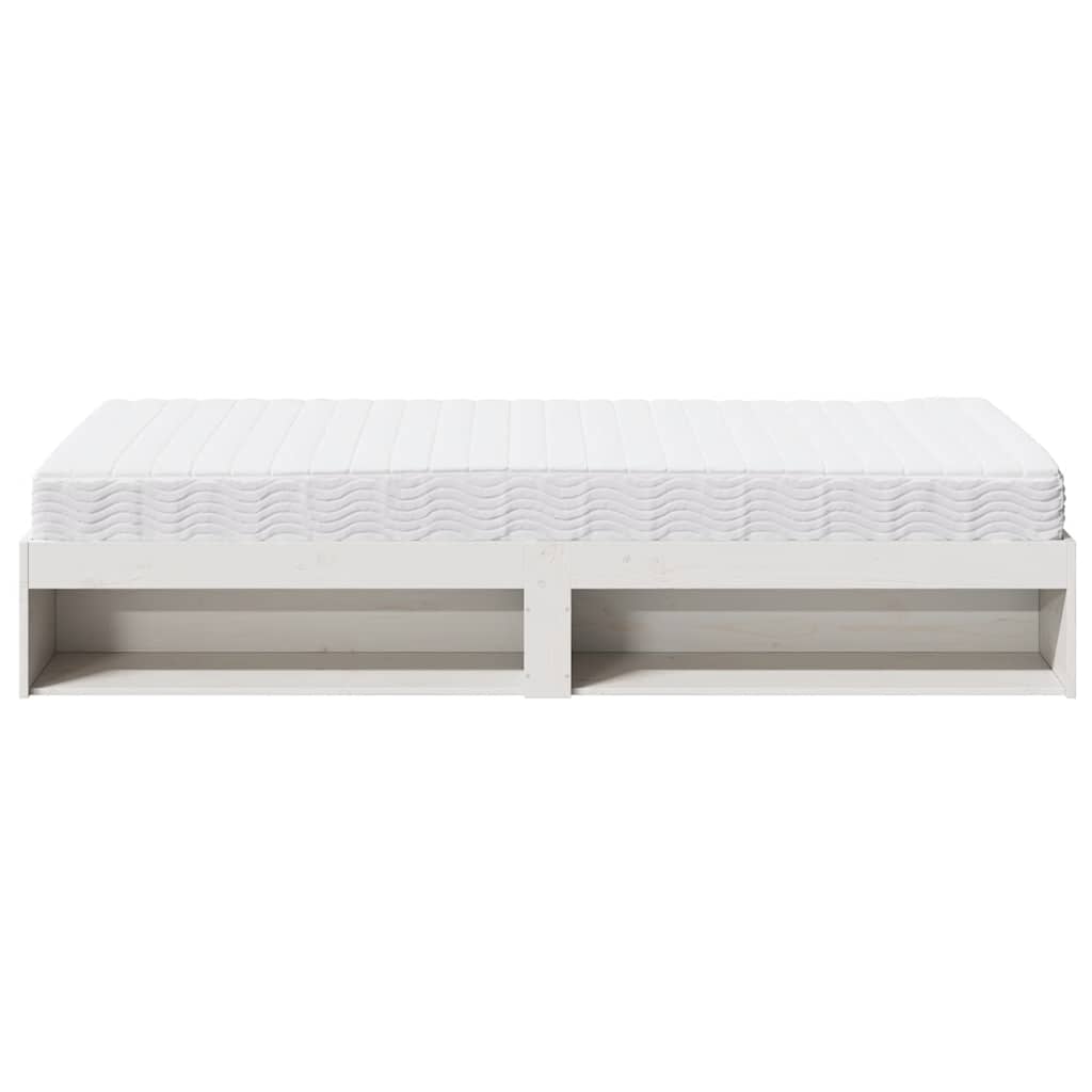 daybed med madras 80x200 cm massivt fyrretræ hvid