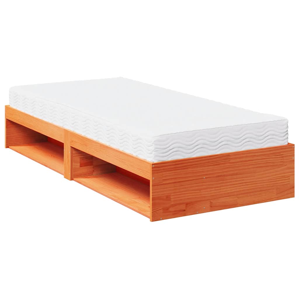 daybed med madras 80x200 cm massivt fyrretræ gyldenbrun