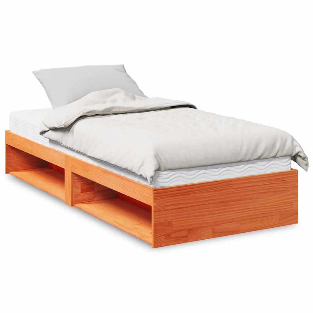 daybed med madras 80x200 cm massivt fyrretræ gyldenbrun billede