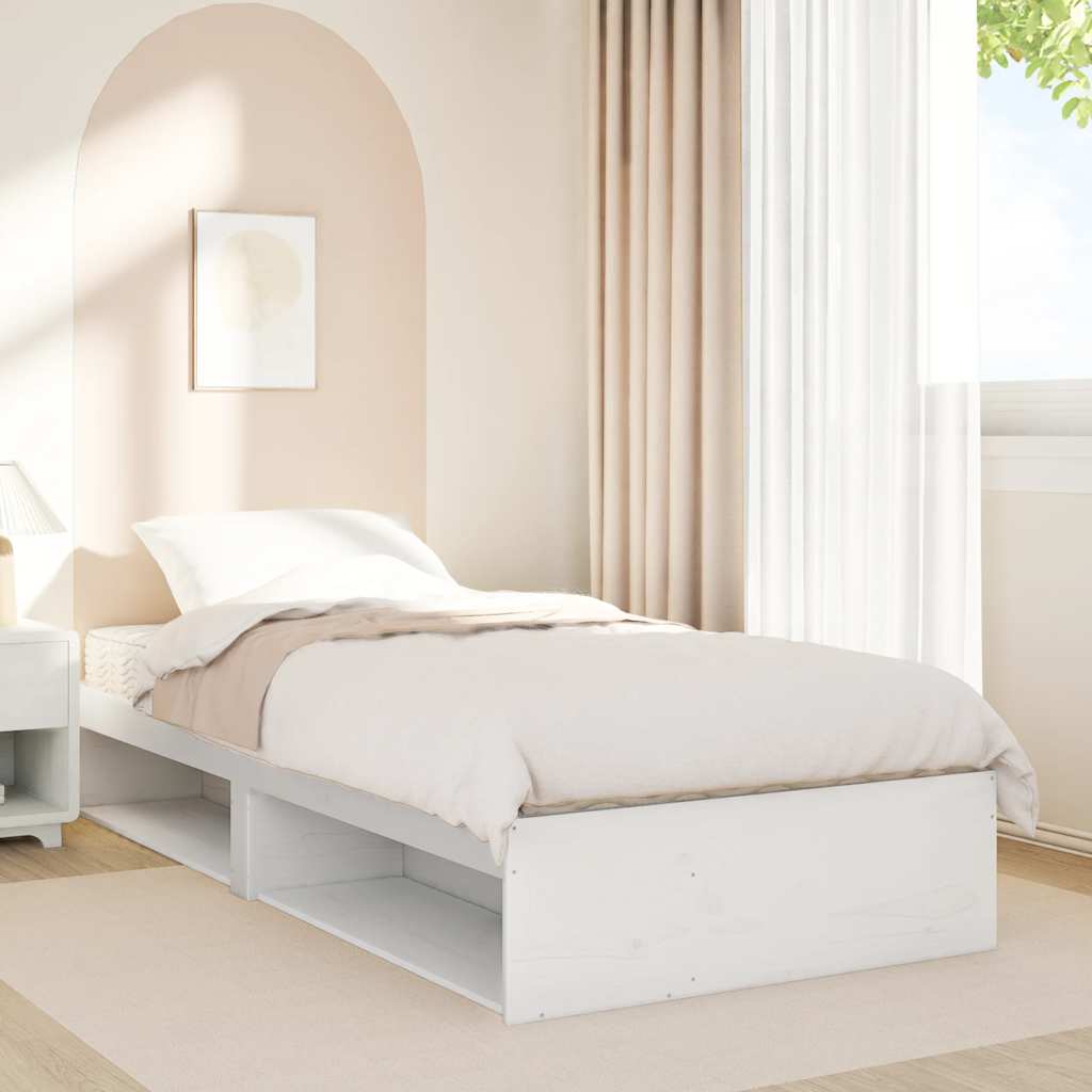 daybed med madras 90x190 cm massivt fyrretræ hvid