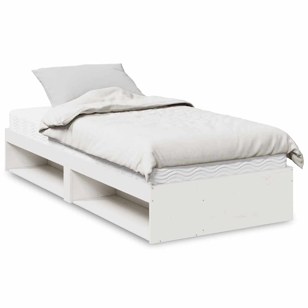 daybed med madras 90x190 cm massivt fyrretræ hvid