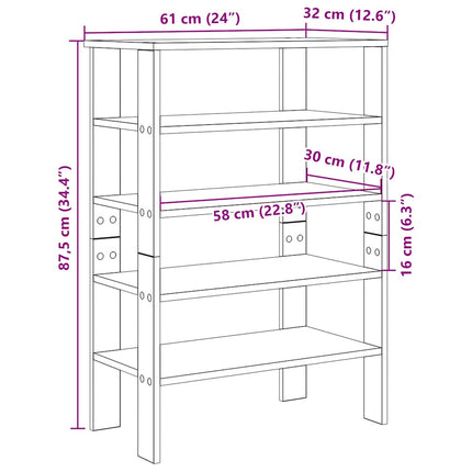 skoreol 61x32x87,5 cm konstrueret træ brun egetræsfarve