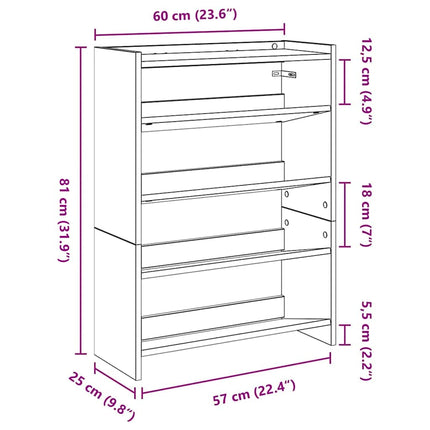 skoreol 60x25x81 cm konstrueret træ hvid