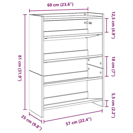 skoreol 60x25x81 cm konstrueret træ kunsteg