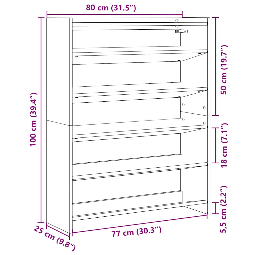skoreol 80x25x100 cm konstrueret træ betongrå