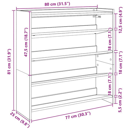 skoreol 80x25x81 cm konstrueret træ betongrå