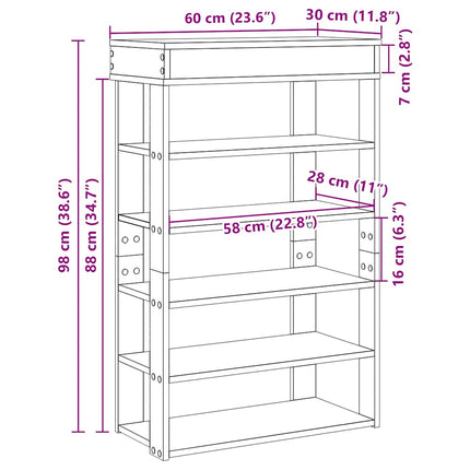 skoreol 60x30x98 cm konstrueret træ hvid