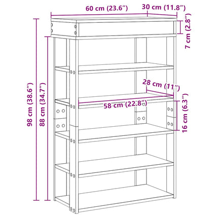 skostativ 60x30x98 cm konstrueret træ sort