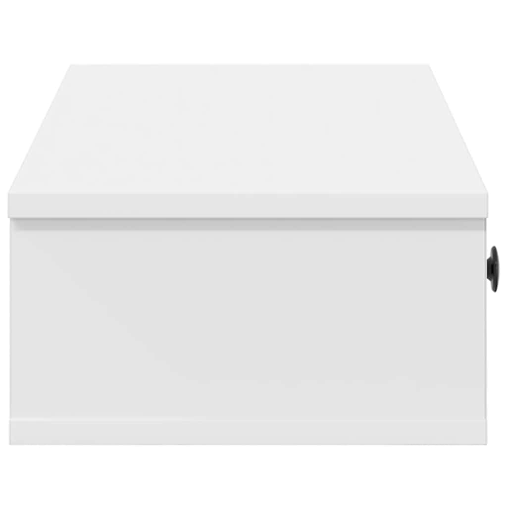 væghylde med skuffer 60x28x15 cm konstrueret træ hvid