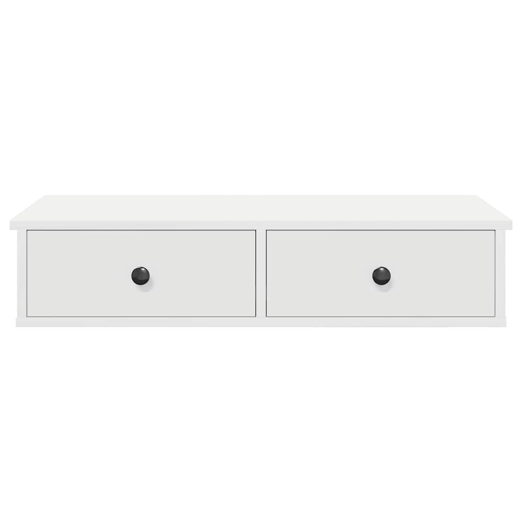 væghylde med skuffer 80x34x17 cm konstrueret træ hvid