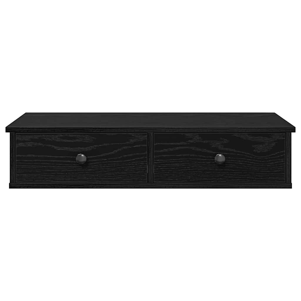 væghylde med skuffer 80x34x17 cm konstrueret træ sort