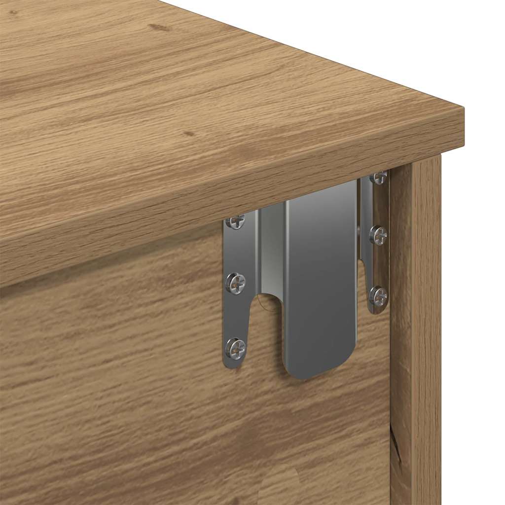 væghylde med skuffer 80x34x17 cm konstrueret træ egetræsfarve