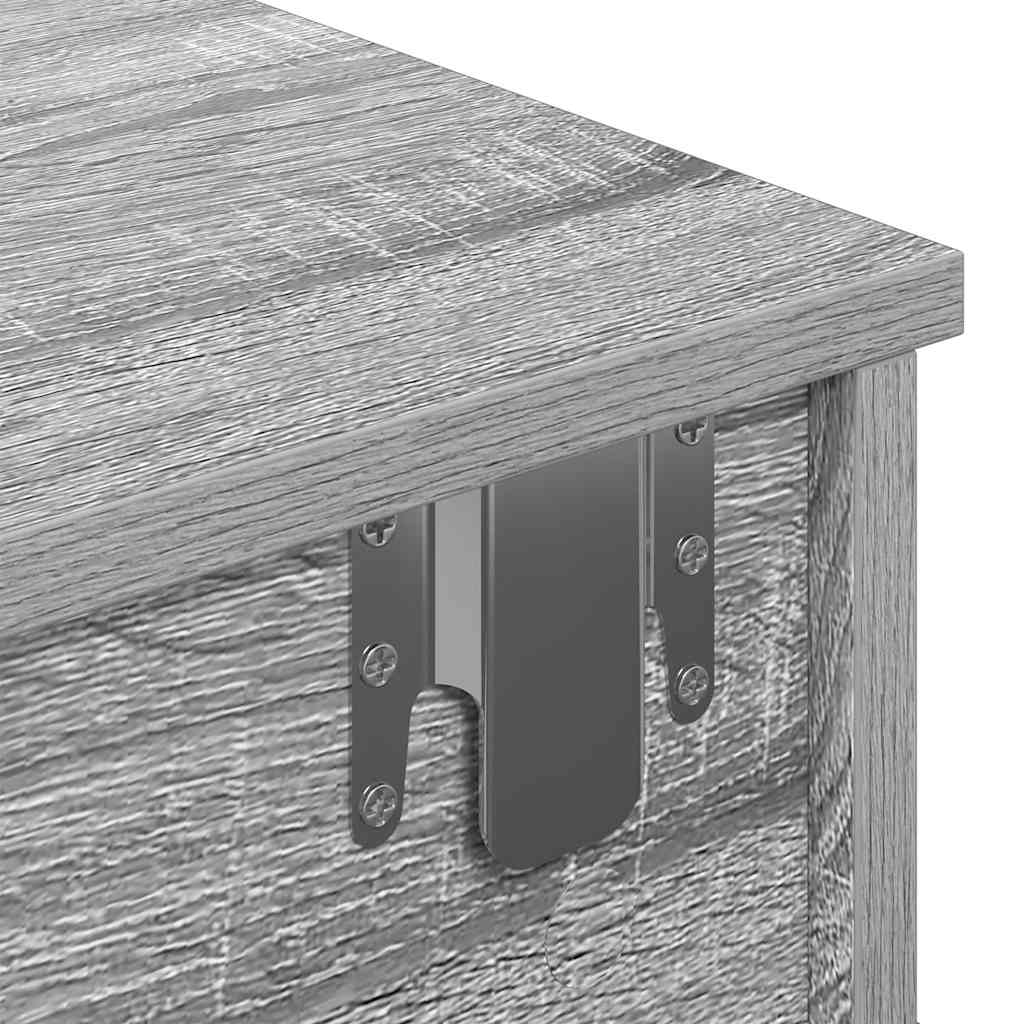 væghylde med skuffer 100x37,5x19 cm grå sonoma-eg